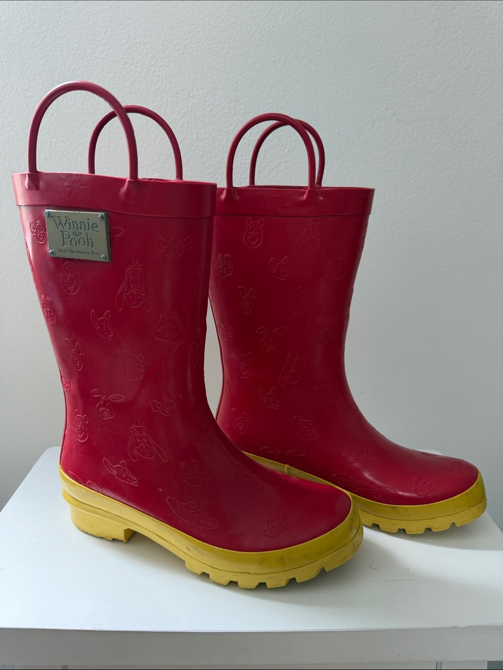 Winnie the Pooh Disney Red & Yellow Women’s Rain Boots sz 6